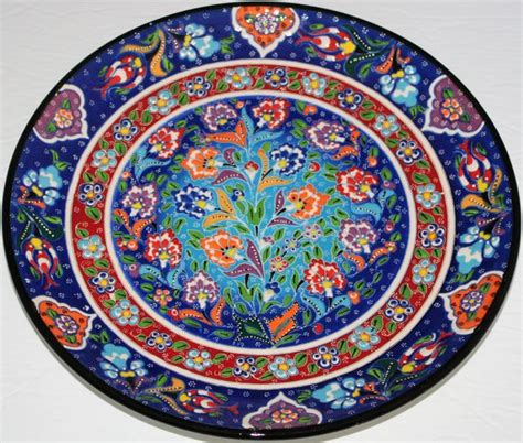 Handmade Raised Cm Iznik Floral Pattern Ceramic Plate Anatolian