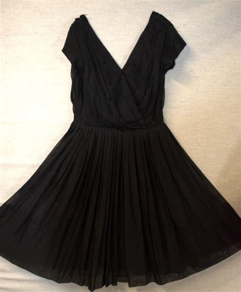 1950s Miss Elliette Black Cotton Dress With Beaded Be Gem