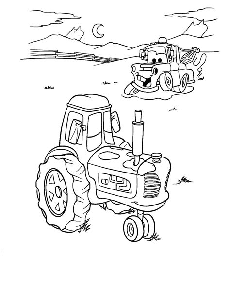 Printable coloring pages of lightning mcqueen, mater, guido, luigi, the king and jackson storm from disney pixar's cars and cars 3. coloring_pages_mater_tractor_tipping.gif 1,240×1,615 pixels | Tractor coloring pages, Coloring ...