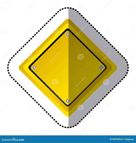 Sticker Yellow Diamond Shape Traffic Sign Icon Stock Illustration
