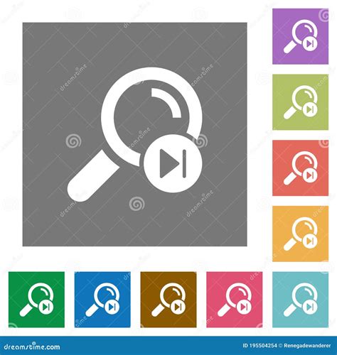 Find Next Search Result Square Flat Icons Stock Vector Illustration