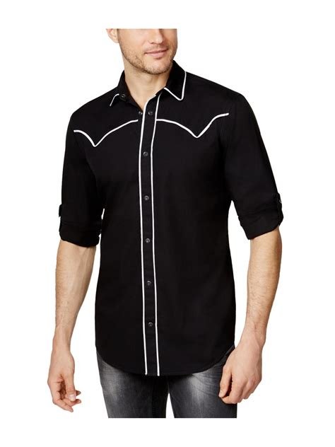 I N C Mens Western Style Button Up Shirt Black S Walmart Canada