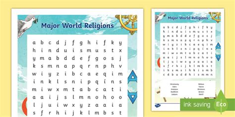 Major World Religions Word Search Teacher Made Twinkl
