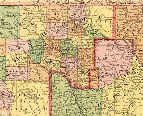 1894 Antique Indian Territory Map Vintage Map Of Oklahoma George Cram
