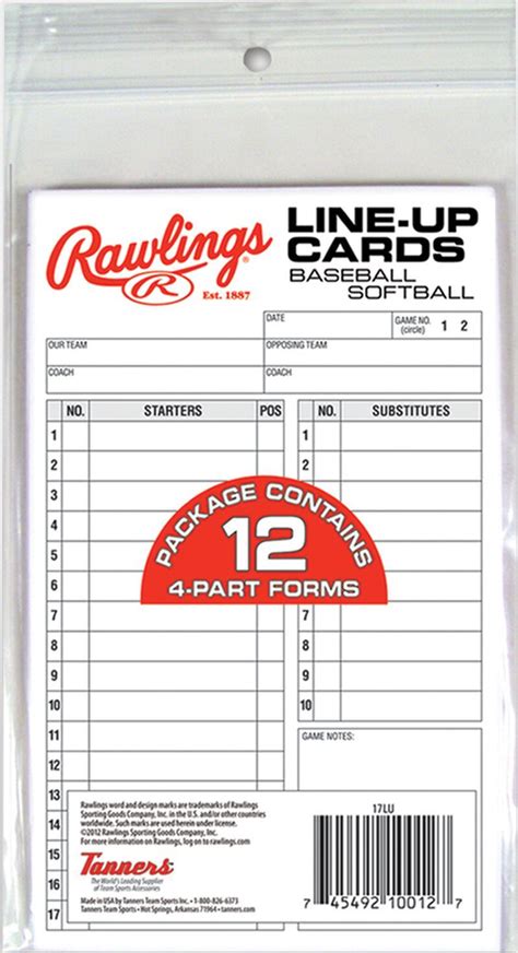 Rawlings Line Up Cards 12 Pack