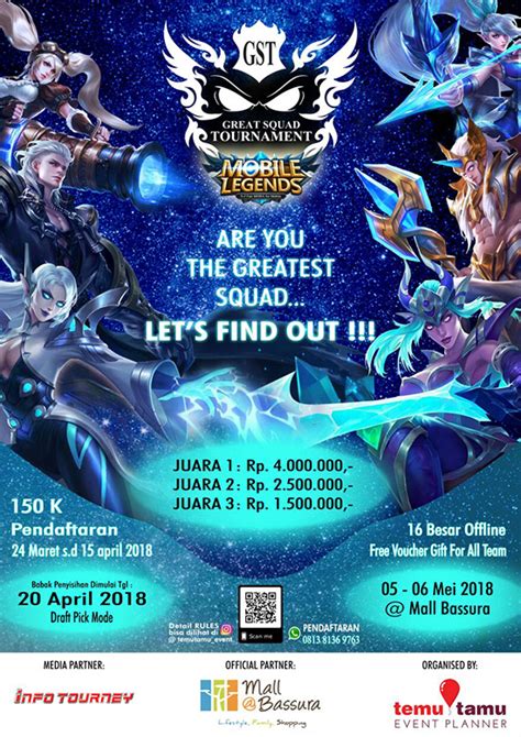 Tournament single or double elimination schedules can handle up to 1,000 teams playing across as many days as you need. Turnamen Mobile Legends - Great Squad Tournament