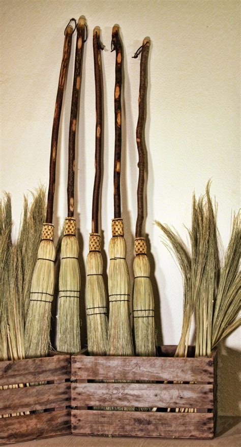 Natural Handle Besom Traditional Round Sewn Natural Branch Besom F