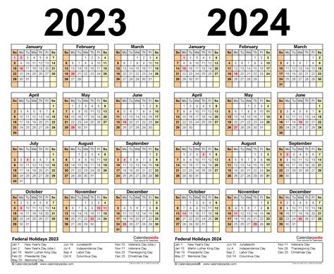 Printable Calendar 2023 And 2024 Free Letter Templates