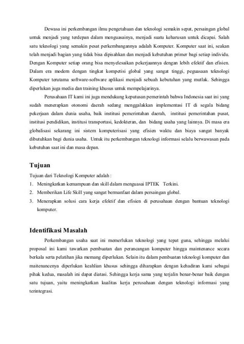 Contoh Proposal Pengadaan Komputer Coretan