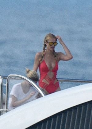 Paris Hilton In Red Swimsuit On A Yacht In St Barts Gotceleb
