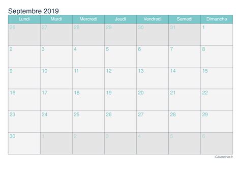 Calendrier Septembre 2019 à Imprimer Icalendrier