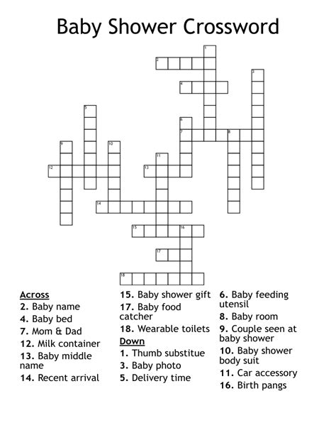 Baby Shower Crossword Wordmint