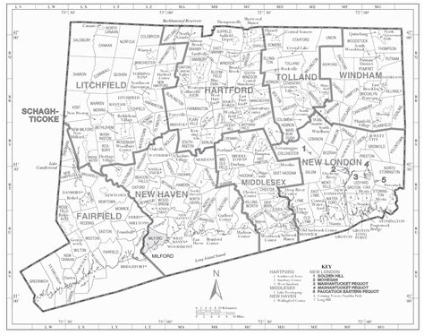 Connecticut State Counties Map Royalty Free Vector Image 52 Off