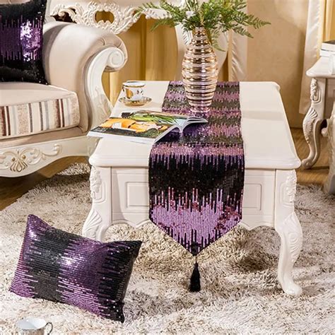 Sequin Table Runner Fringed Tablecloth Shiny Household Coffee Table