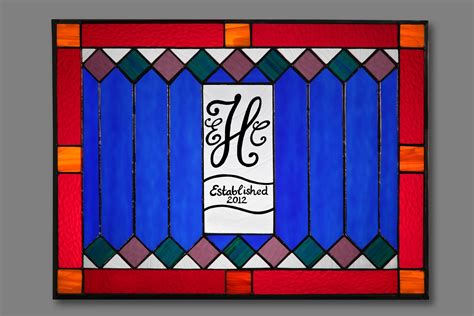 Hand Made Stained Glass Window With Monogram By Paradise Custom Glass