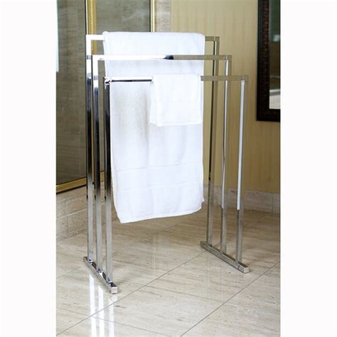 The free standing towel rack has a stunning chrome finish that can blend well with all types of interiors and color schemes. Kingston Brass Edenscape Free Standing Towel Rack ...