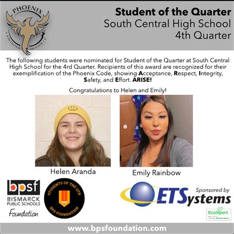 South Central High School Announces Their Students Of The Quarter For