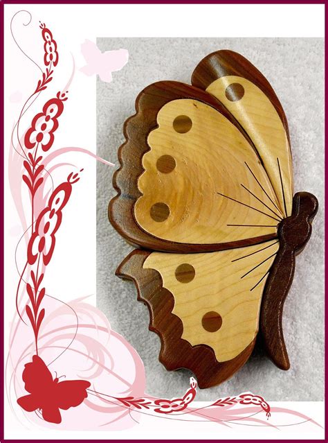 Intarsia Butterfly Made Of Red Cedar Curly Maple And Blk