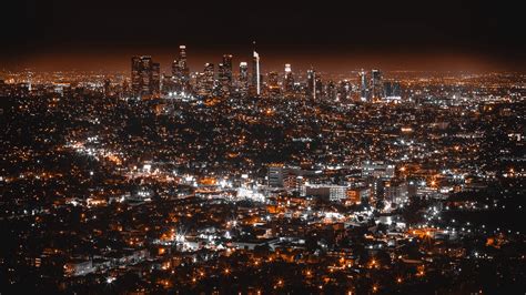 Download Wallpaper 1920x1080 Los Angeles Usa Night City Top View