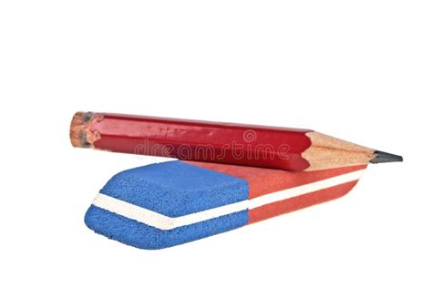 Eraser And Red Pencil Isolated On White Background Stock Photo Image