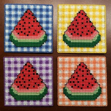 Gingham Cross Stitch Patterns Gingham Embroidery Watermelons Free