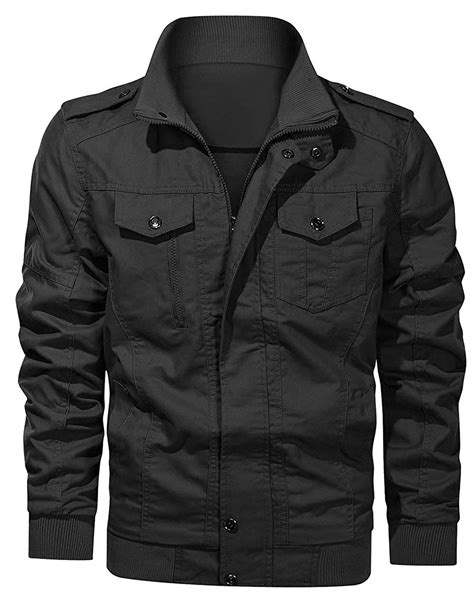 Buy Mens Military Jacket Cargo Casual Coat Lightweight Outwear Cotton