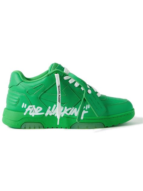 Off White Out Of Office Leather Sneakers Green Off White