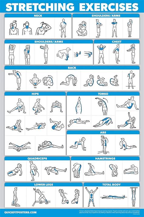 Quickfit Stretching Workout Exercise Poster Double Sided Laminated
