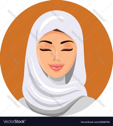 Beautiful Muslim Woman In Hijab Closing Her Eyes Vector Image