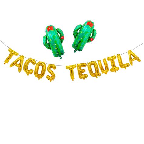 Buy Tacos And Tequila Balloon Gold Taco Banner For Mexician Taco Party