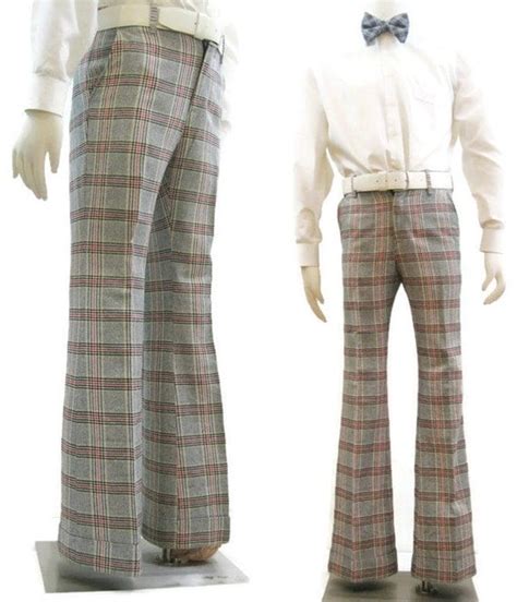 Vintage 70s Pants Plaid Mens Wide Cuffed Flared Brady Bunch