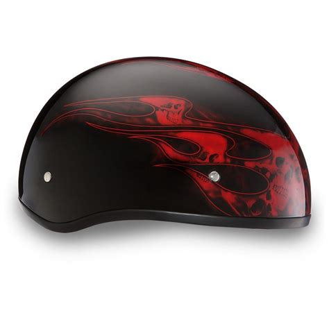 Daytona Helmets Skull Cap W Skull Flames Open Face Dot Motorcycle