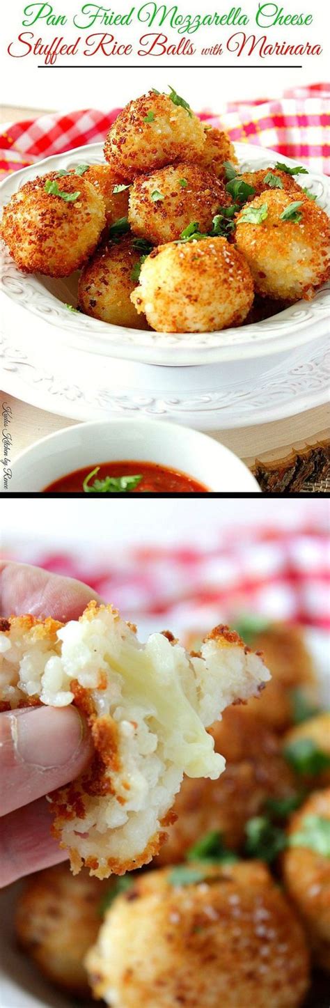 Pan Fried Mozzarella Cheese Stuffed Rice Balls Are Crunchy On The
