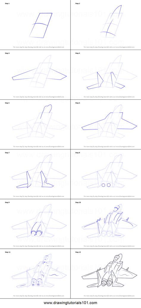 Aeroplane drawing quickly| how to draw aeroplane step by step and also learn airplane sketch. How to Draw Fighter Jet Aircraft printable step by step ...