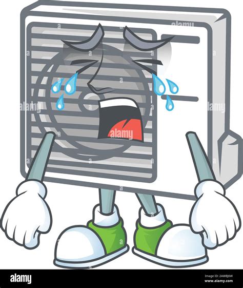 A Crying Split Air Conditioner Mascot Design Style Stock Vector Image