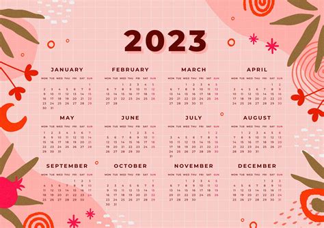 Calendar 2023 Wall Horizontal Vector Art Template Design In 2023 Art