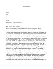 Letter Of Intent - Letter Of Intent Name SSN. AECP Army Enlisted