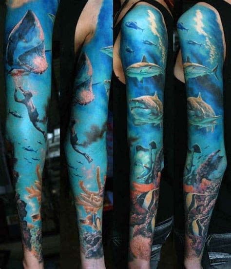 40 Ocean Sleeve Tattoos For Men 2024 Inspiration Guide Ocean Sleeve