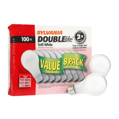 Sylvania 100 Watt Dimmable A19 Light Fixture Incandescent Light Bulb 8