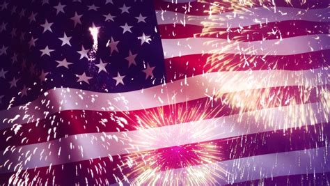 Fireworks And American Flag On 4th Of July Image Free Stock Photo