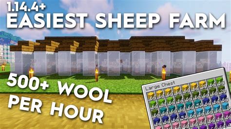 Minecraft Sheep Farm Easiest 500 Wool Per Hour 120 Youtube