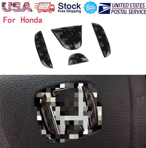 Carbon Fiber Steering Wheel Center Logo Insert Trim Fits Honda Civic