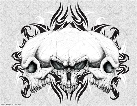 Three Headed Skull By Oblivion Design On Deviantart