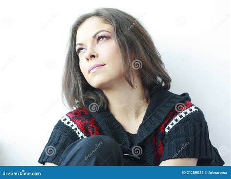 Beautiful Young Woman Looking Up Stock Photo Image Of Woman Beauty