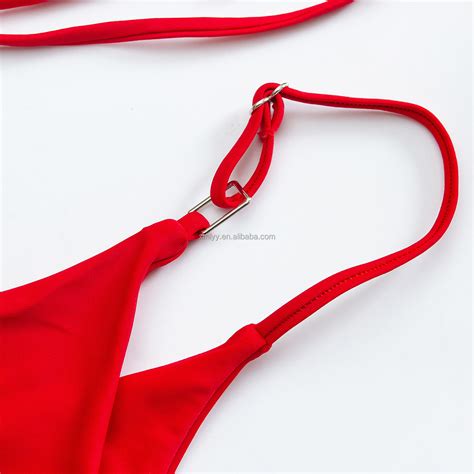 Solid Color Women Neck Halter Bikini Two Pieces Swimsuits Set Lace Up Hot Sexy Girl Water