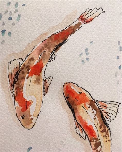 Koi Fish Painting Watercolor Koi Fish Not A Print Japanese Etsy Koi