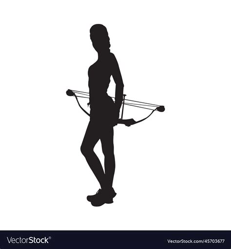 Female Bow Hunting Silhouette Royalty Free Vector Image