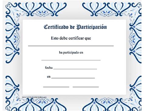 Certificado De Participación Certificados De Participacion