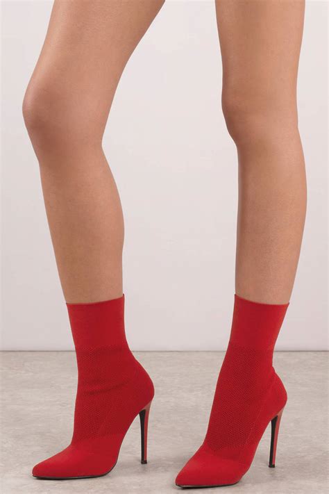 Century Heeled Sock Booties In Red 69 Tobi Us