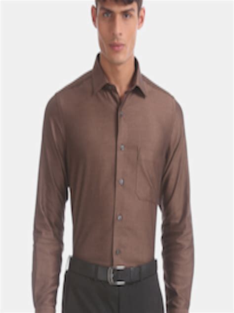 Buy Arrow Men Brown Regular Fit Self Design Formal Shirt Shirts For